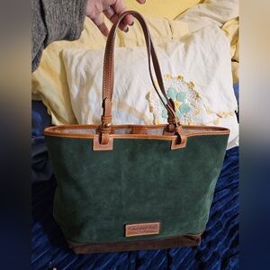 Green and Brown Dooney & Bourke Fir Medium Lee Tote Bag